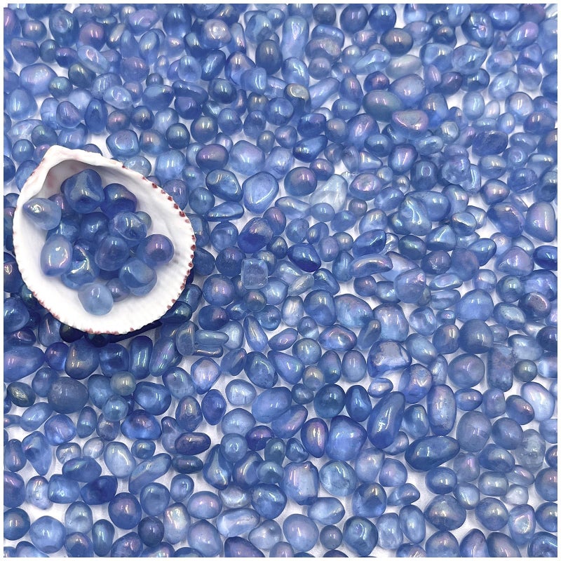 BXI 2.2 Lbs Small Aquarium Substrate Gravel Sand, Polished Smooth Fish Tank Gravel, Colorfast Uncoated Vibrant Blue Sea Glass, Decorative Stones for Vase Fillers, Fairy Garden, Potted Plants - Image 1